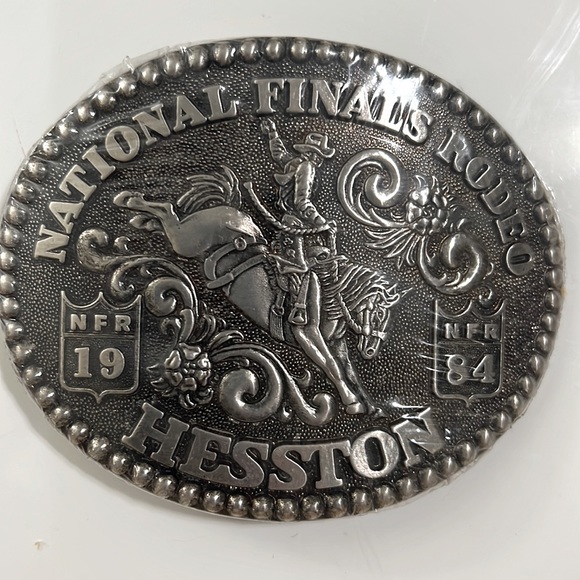 Hesston Other - 1984 NFR National Finals Rodeo belt buckle NEW Hesston Vintage pewter